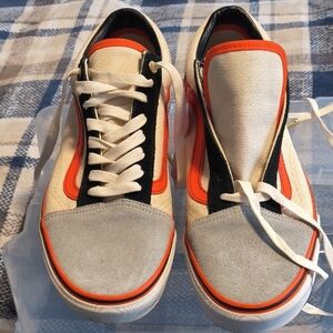 Vans Men's Sneakers with Red, Black, and Cream Highlights